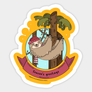 Sloth Seasons Greetings Sticker